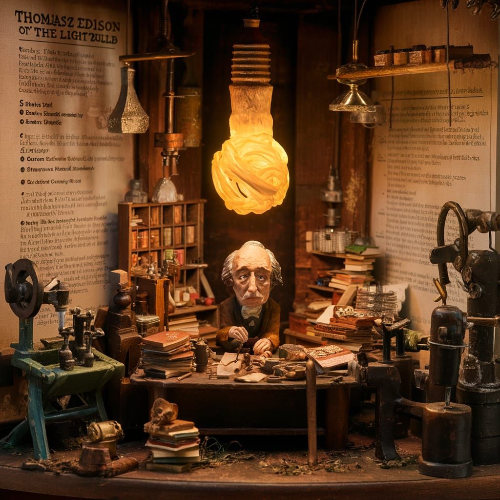 Edison's Light Bulb Invention: A Detailed Diorama