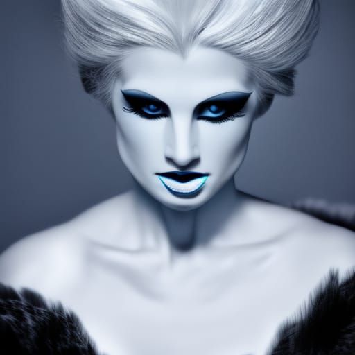 Monochrome Snow Queen Portrait with Bokeh