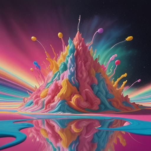 Water on Fire in Cosmos, Candy Art Style