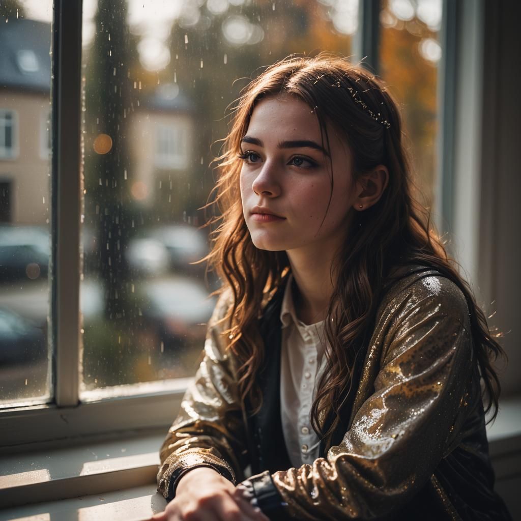 Crossdressing Teenager in Autumn Light: Conceptual Portrait