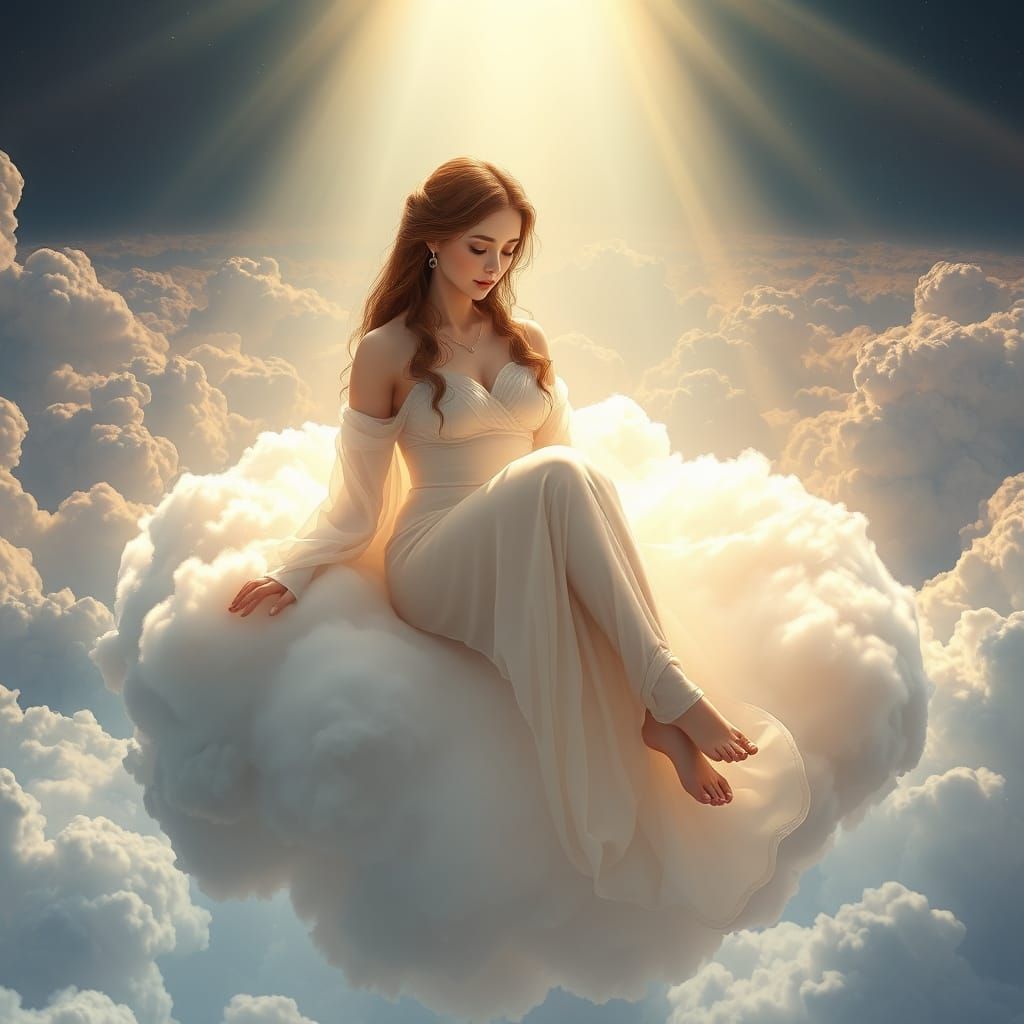 Goddess of Olympus Reclines on Cloudy Heaven