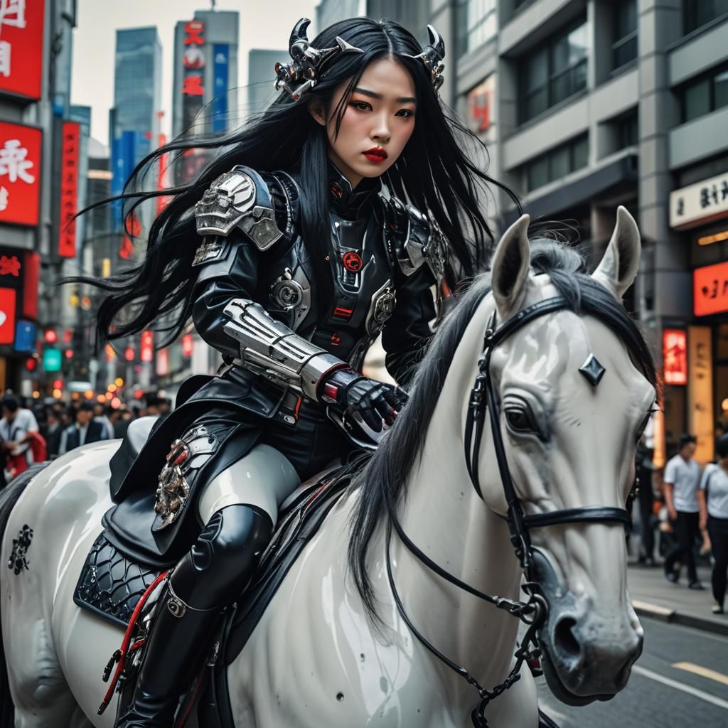 Cybernetic Android Horse Rider on Hibiya Street