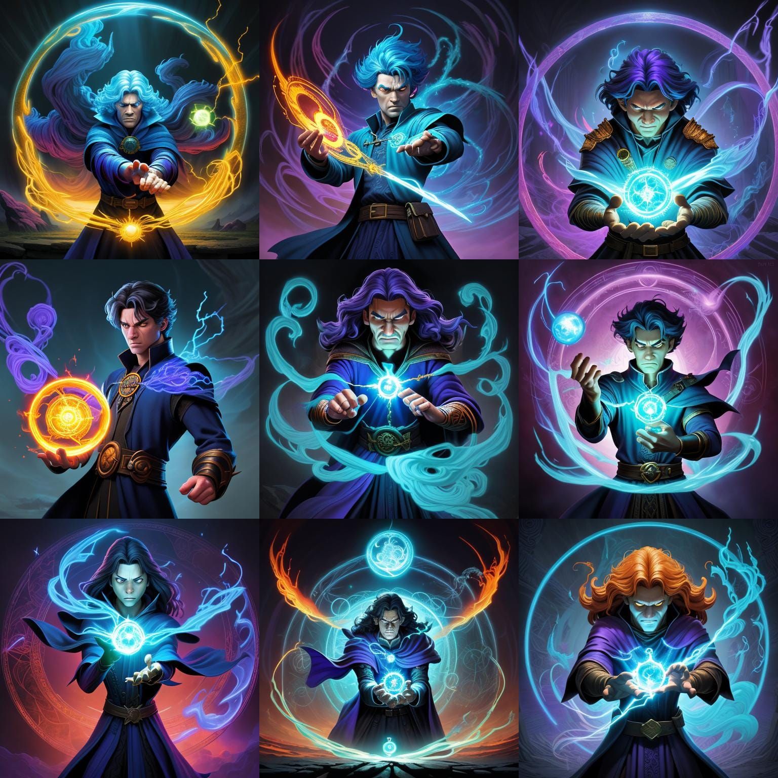 Mysterious Mage Casting Spell in Comic Book Art