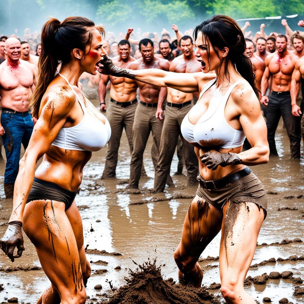 Mud Fight: Two Women Face Off