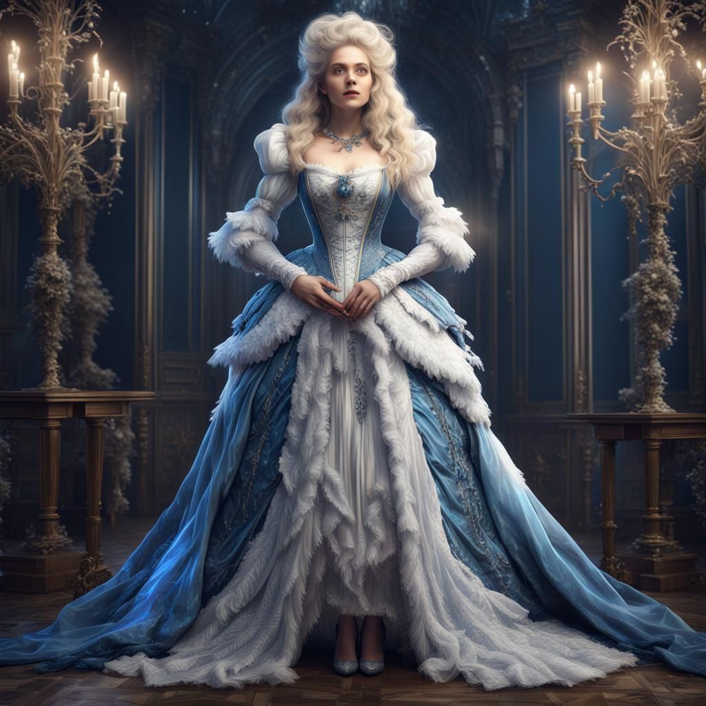 Victorian Christmas Gown on Holographic Blonde Woman