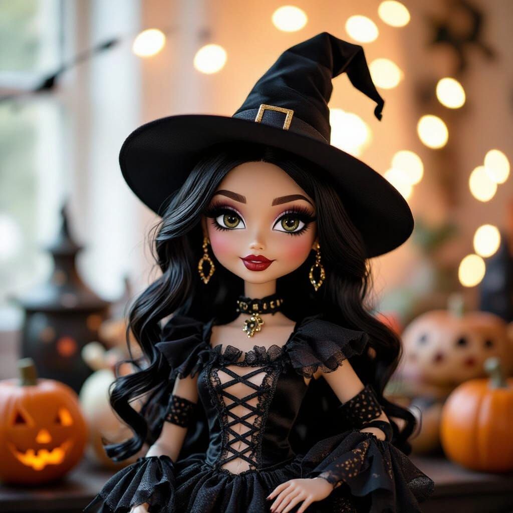 Bratz Doll as Elegant Witch for Halloween