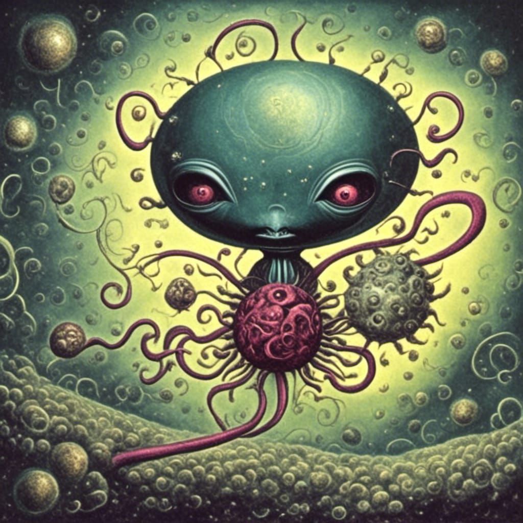 Alien Rides Electron Around Atomic Nucleus