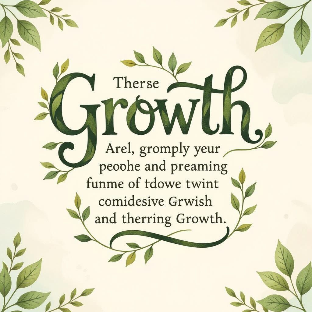Handmade Typography Poster Inspiring Growth in Watercolor St...