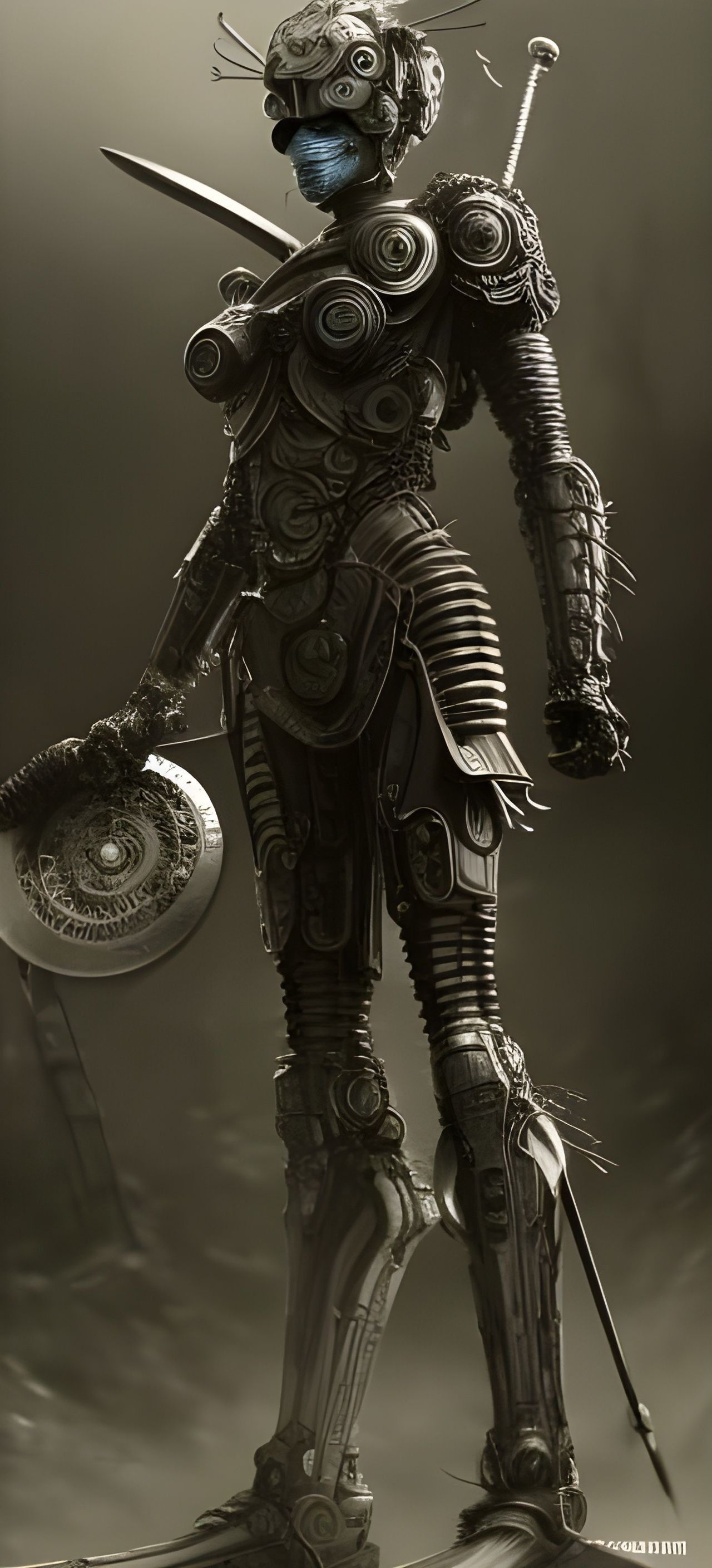 Intricate Robot Warrior in Hyper-Realistic Digital Art