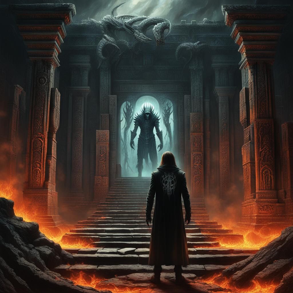 Cursed Entity Confrontation in Gothic Horror Style