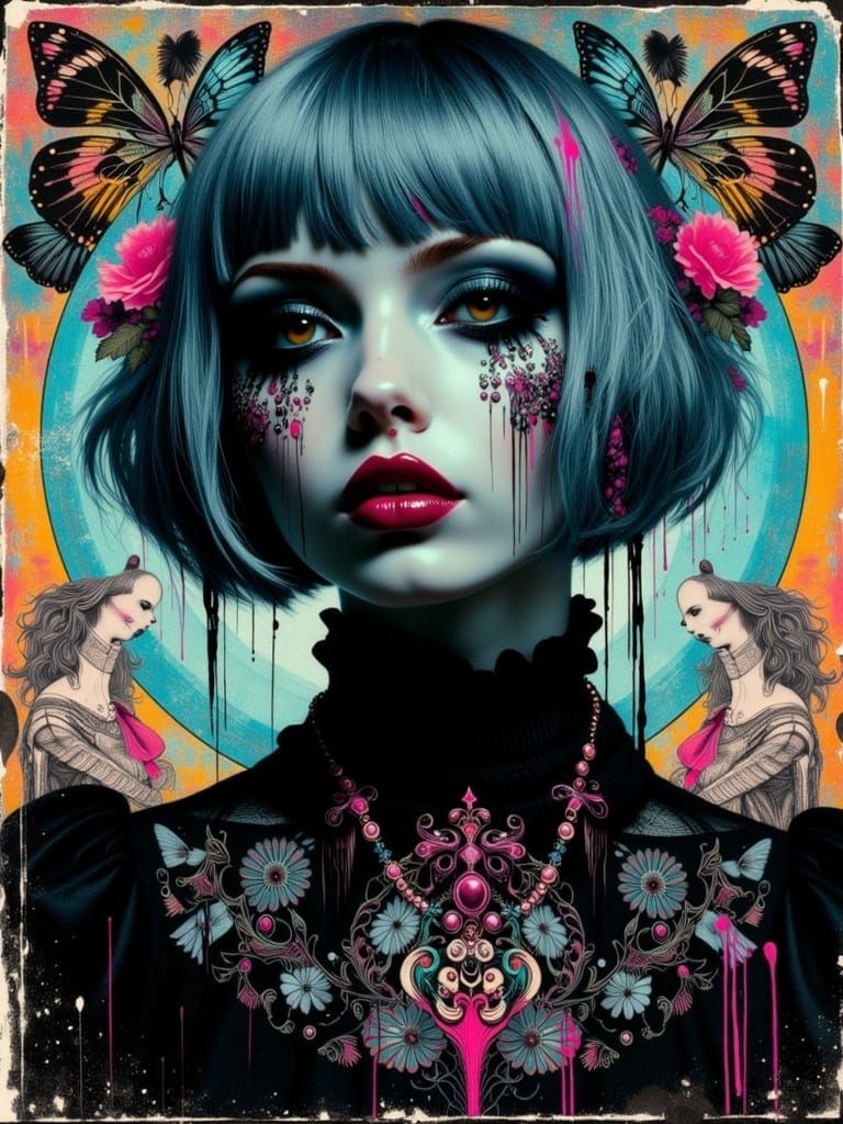 Gothic Abstract Portrait of a Melancholic Young Woman