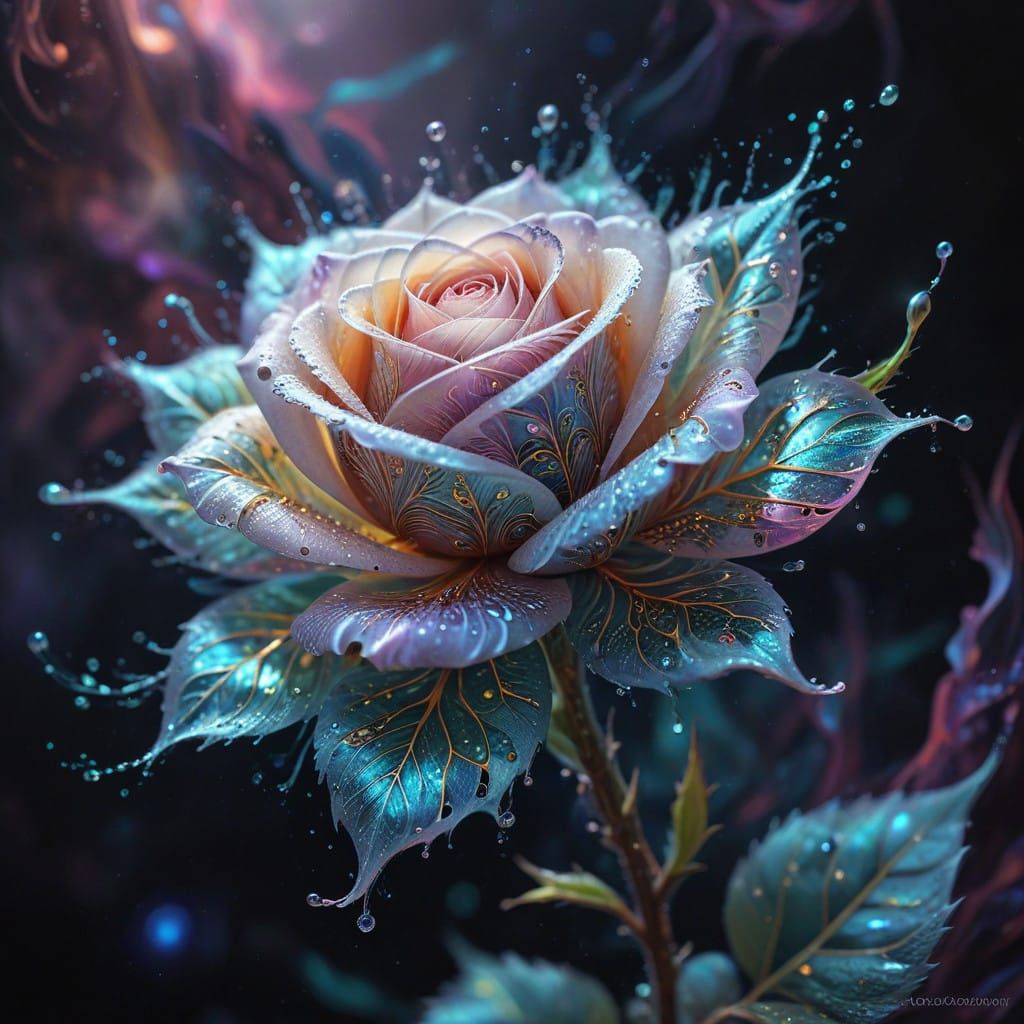 Pastel Fractal Rose in Vibrant Hues