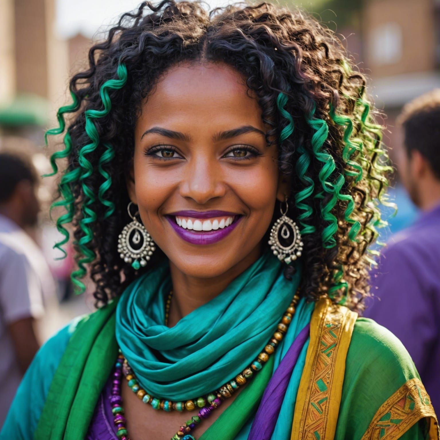 Exotic Sudanese Beauty with Colorful Hair