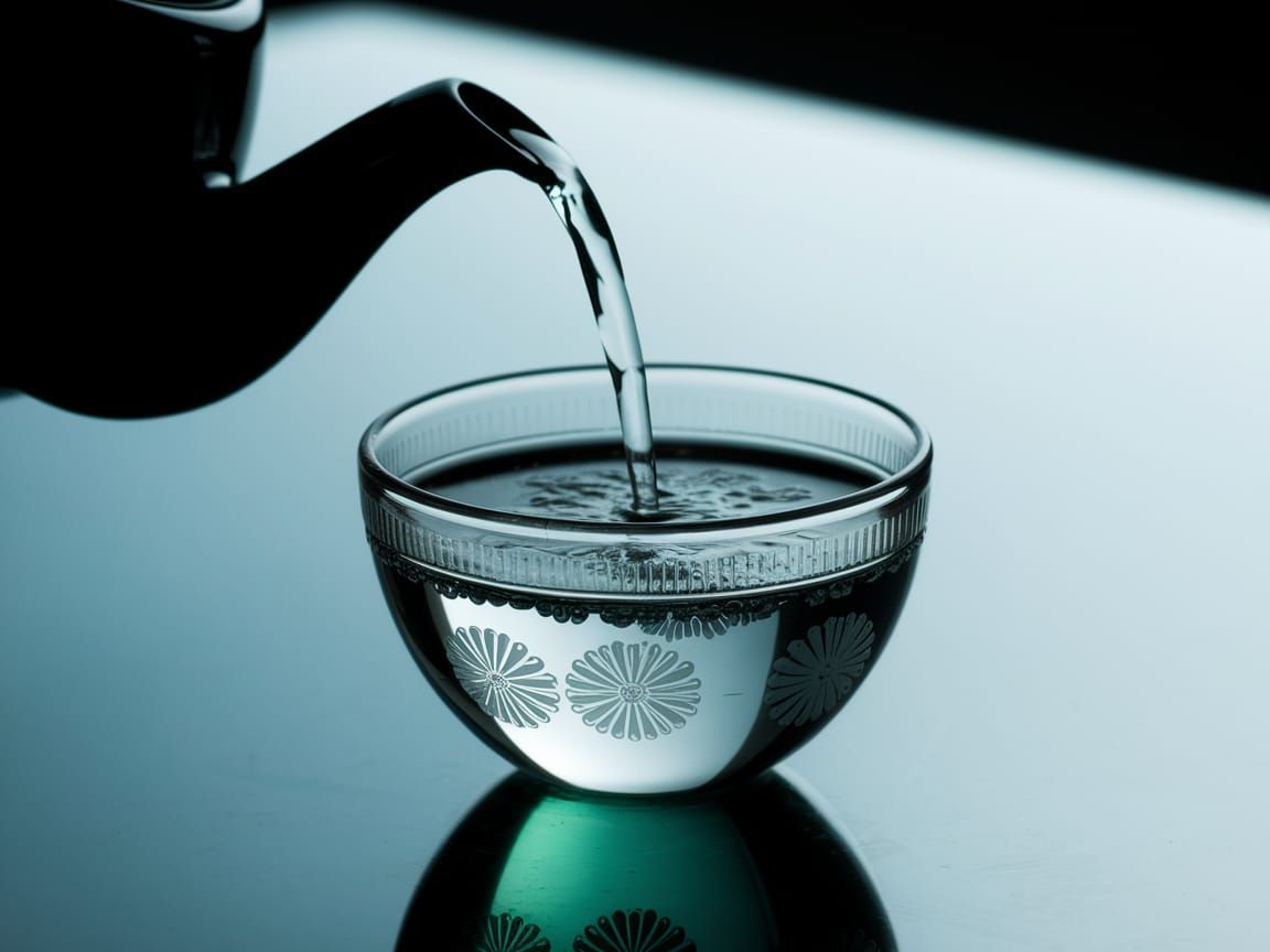 Teapot Pouring Water in Moody Photographic Style