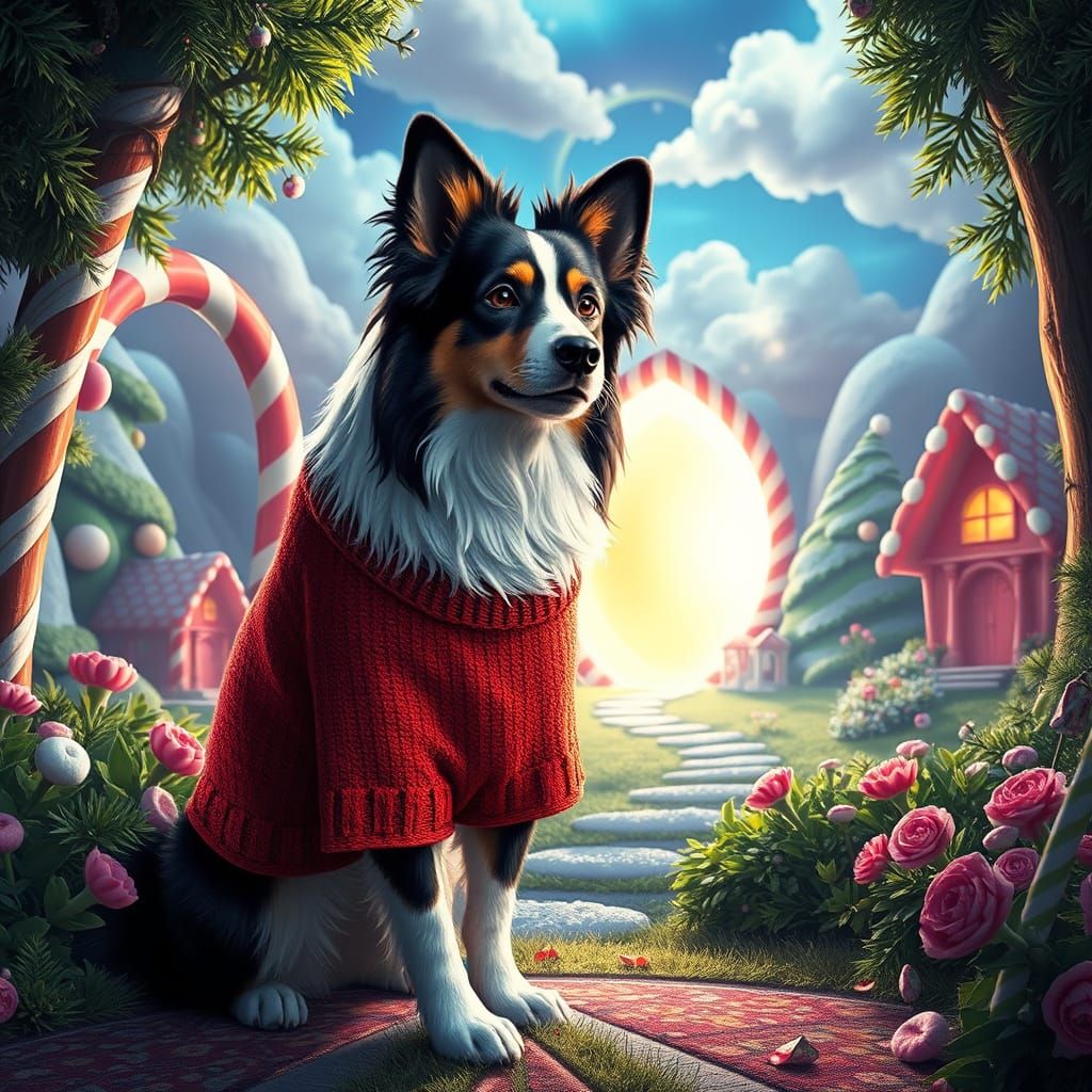 Border Collie Guarding a Candy Land Portal