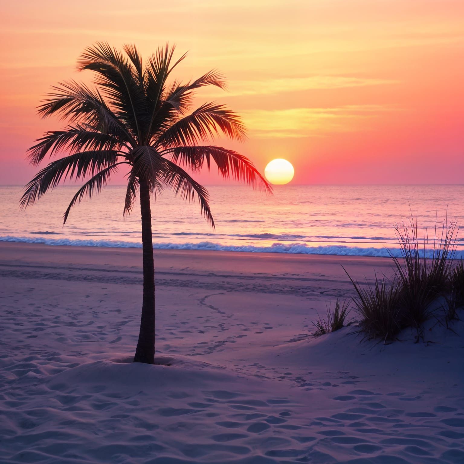 Vibrant Palm Tree Scene in Pastel Neon Colors