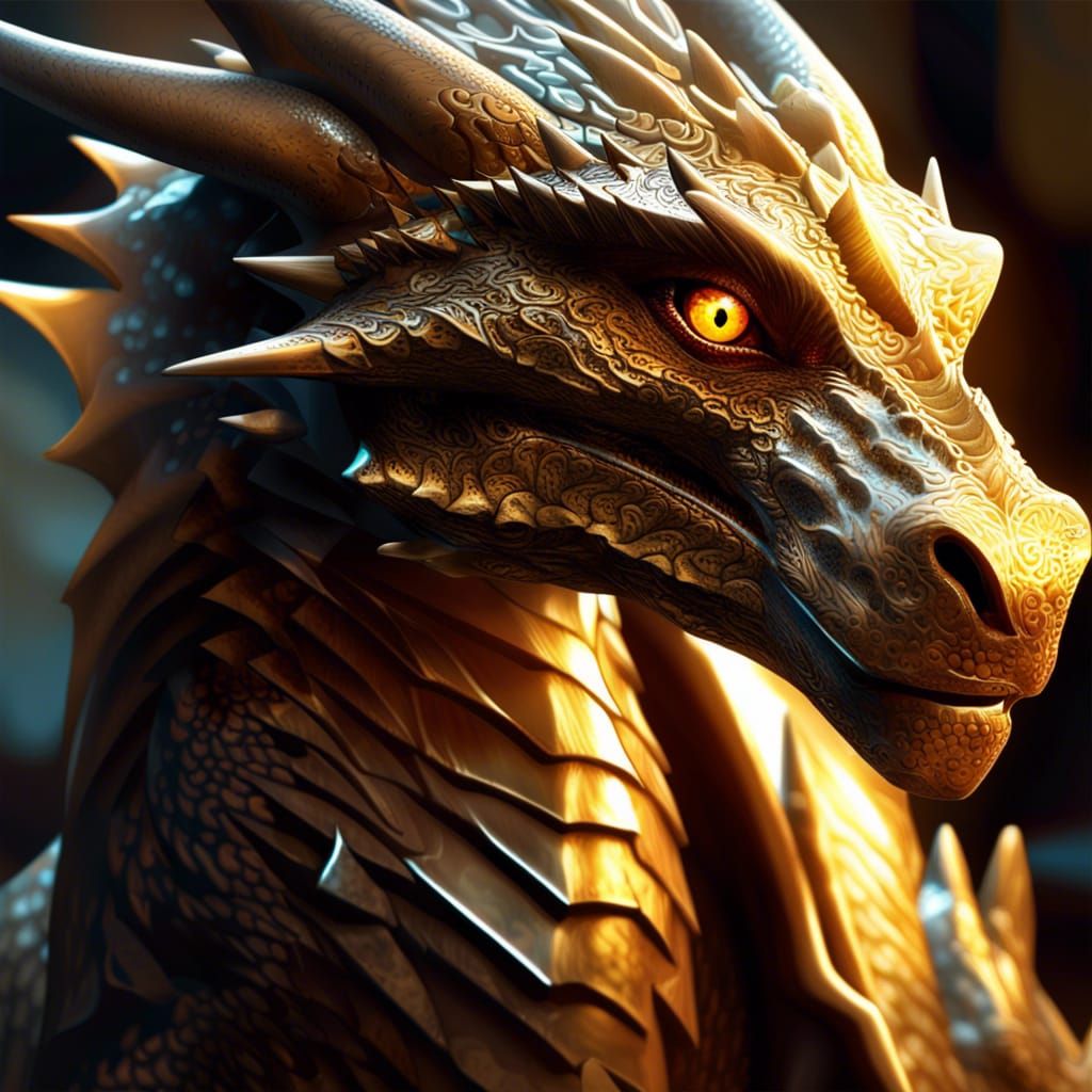Majestic Lightning Dragon Portrait in 3D