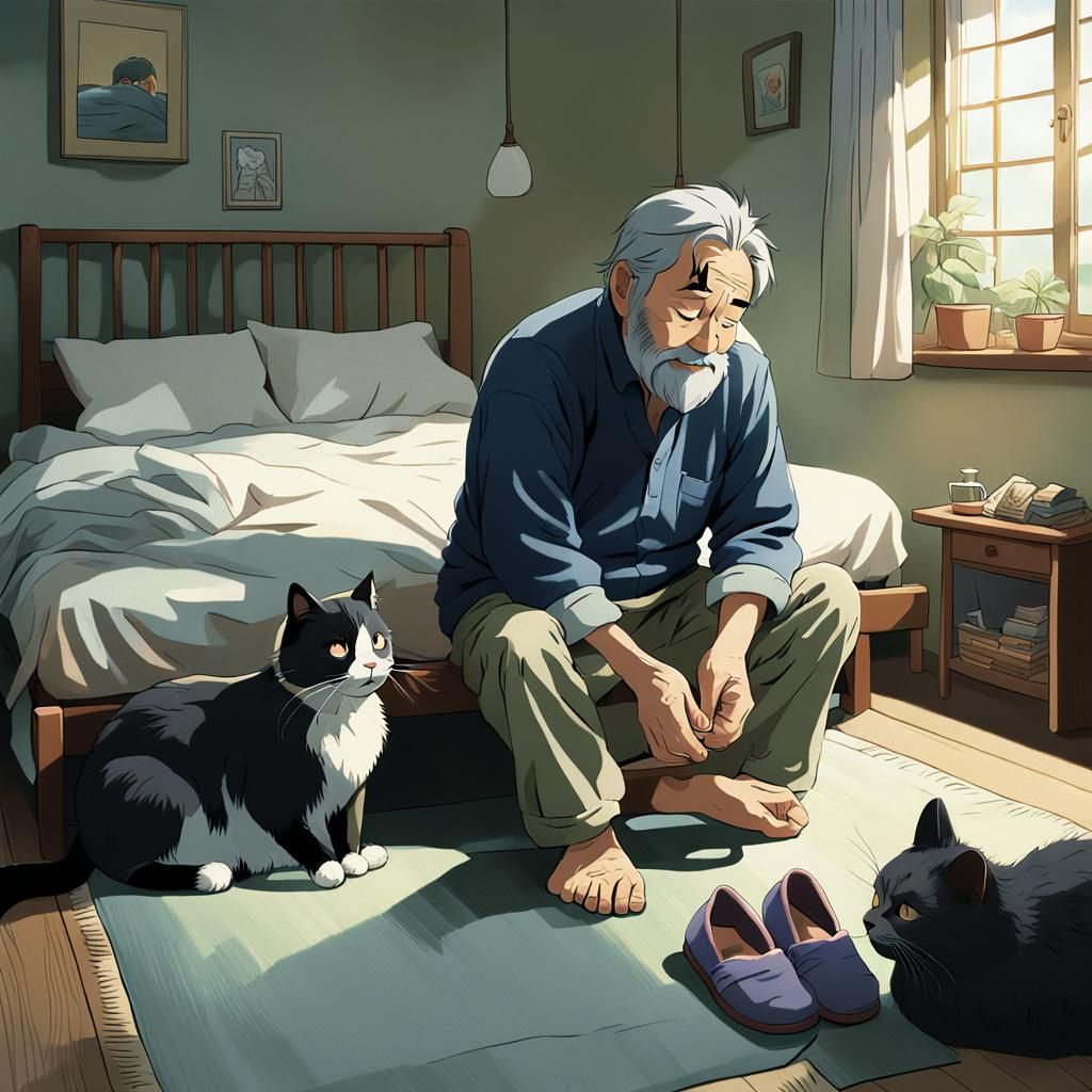 Elderly Man's Morning: Anime Key Visual