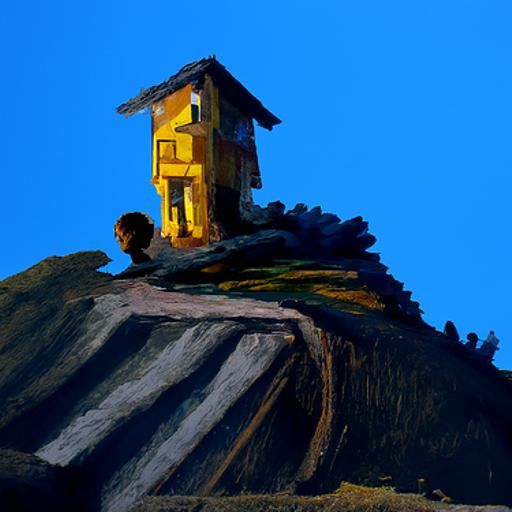 Old House on Hill: Photorealistic Oil Painting