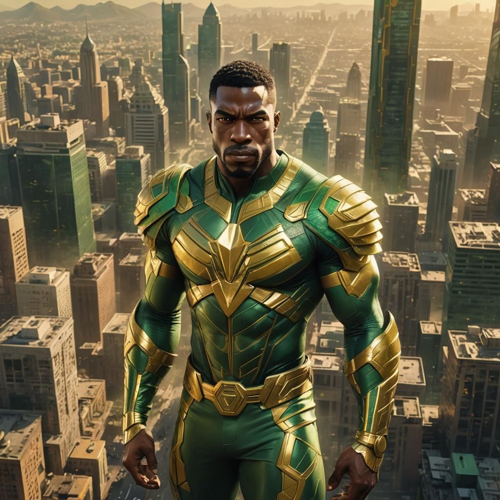 Superhero Concept Art in Afrofuturist African City