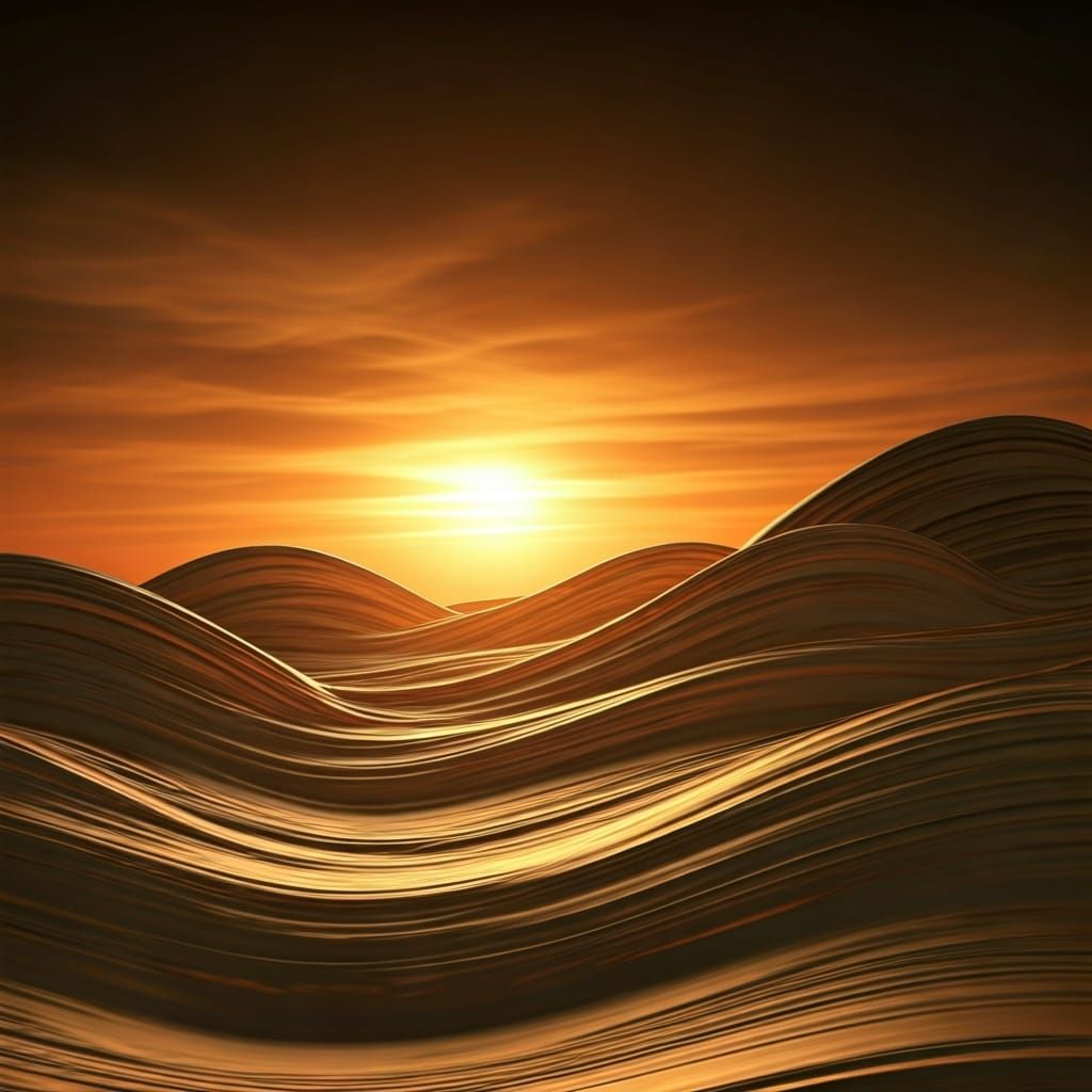 Golden Dystopian Landscape with Metallic Sheens