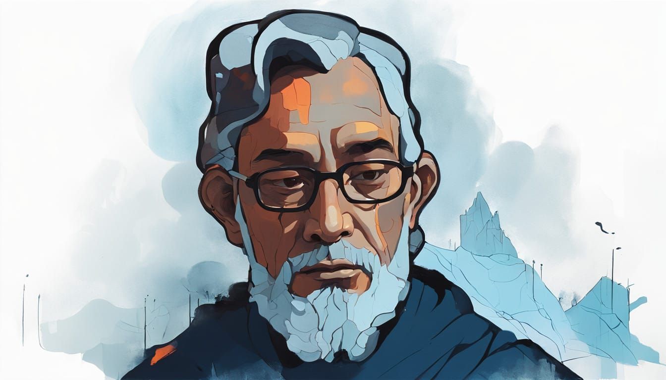 A Monk Walks Beside a Horseman in a Sun-Drenched Medieval La...