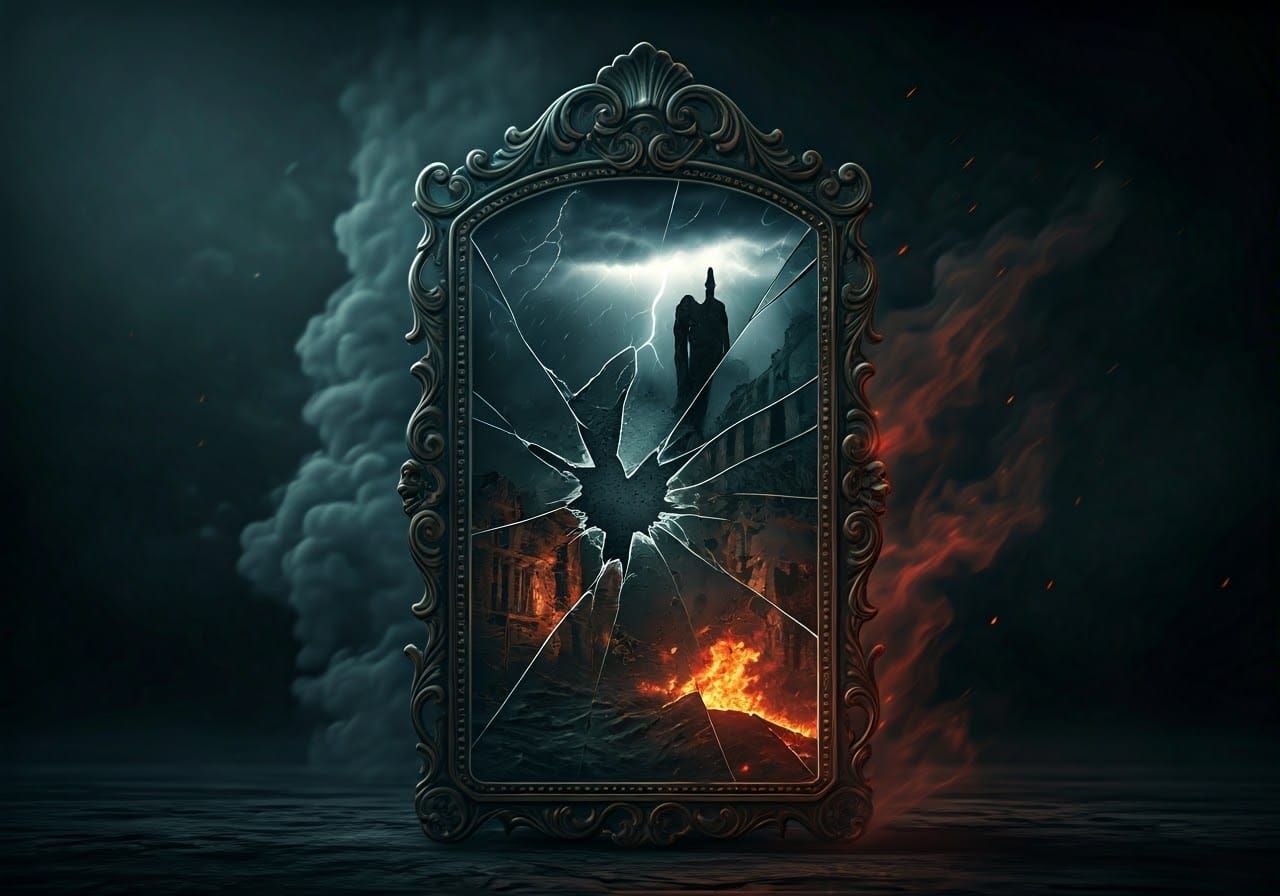 Shattered Mirror Reflecting Perils in Photorealistic Style
