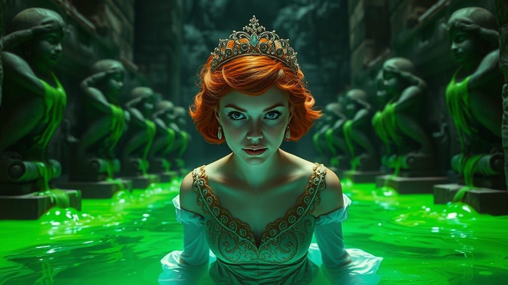 Surreal Princess Descends into Glowing Slime