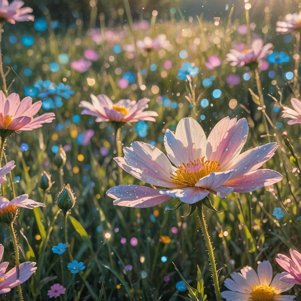 Lonely Flower Blooms in Vibrant Meadow