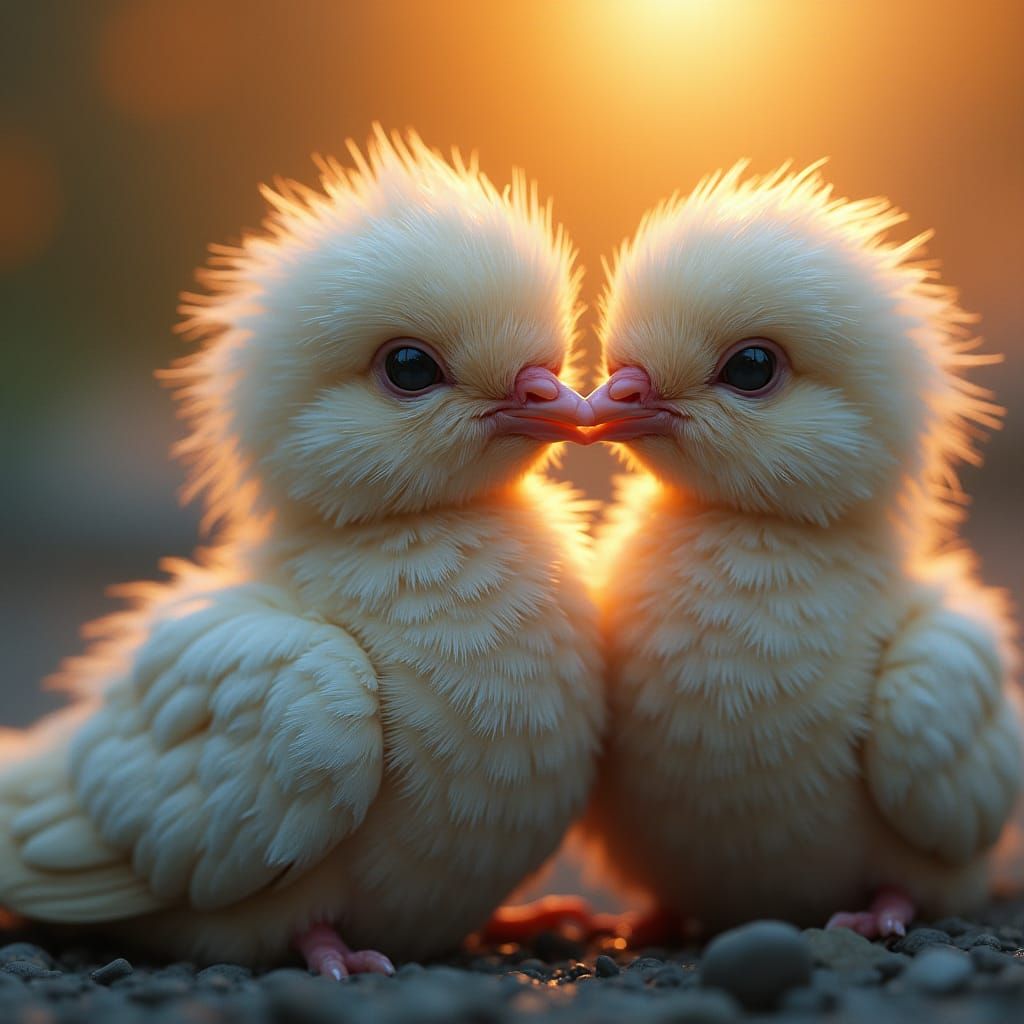 Adorable Baby Pigeons in Abstract Setting