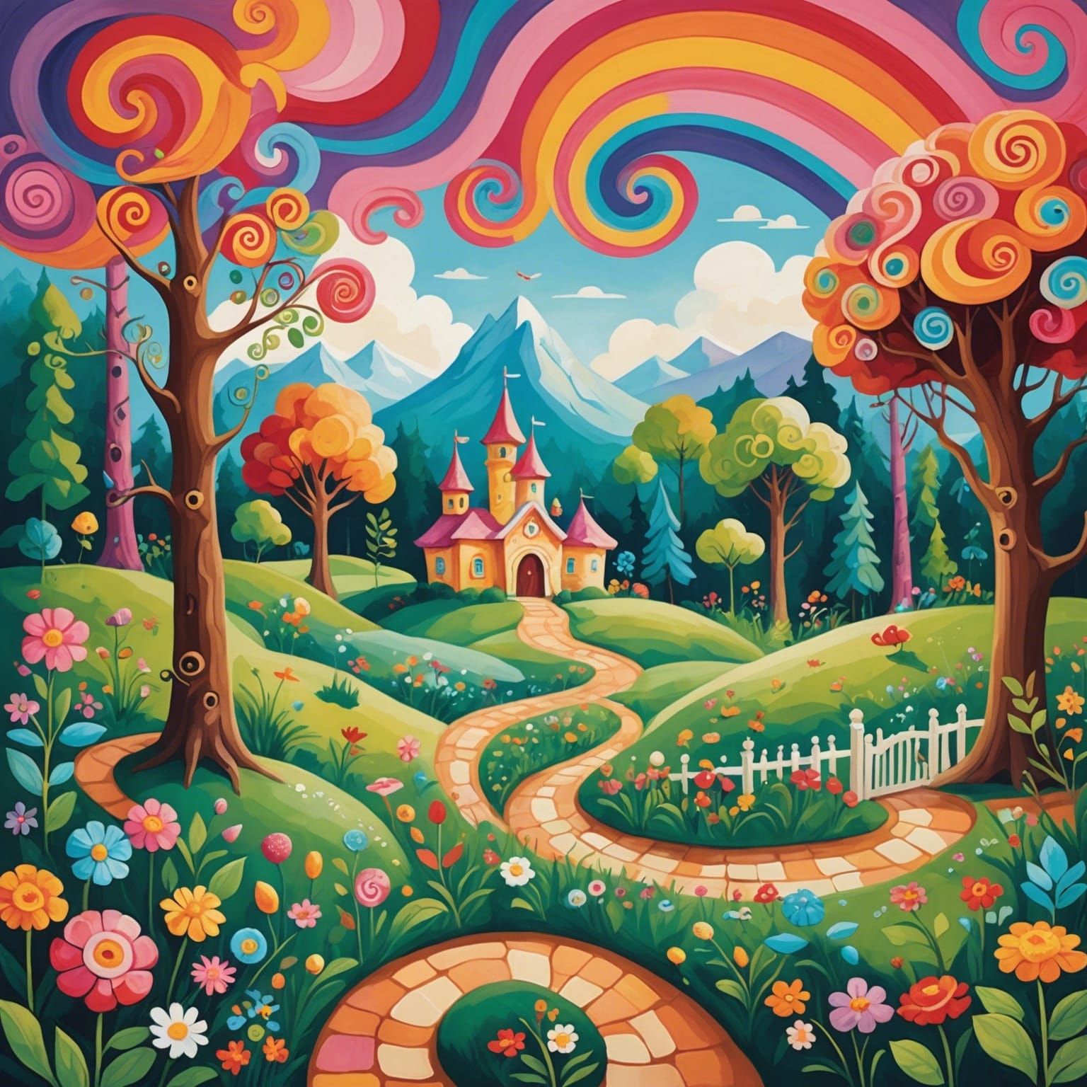 Candyland Nursery Mural in Renaissance Style