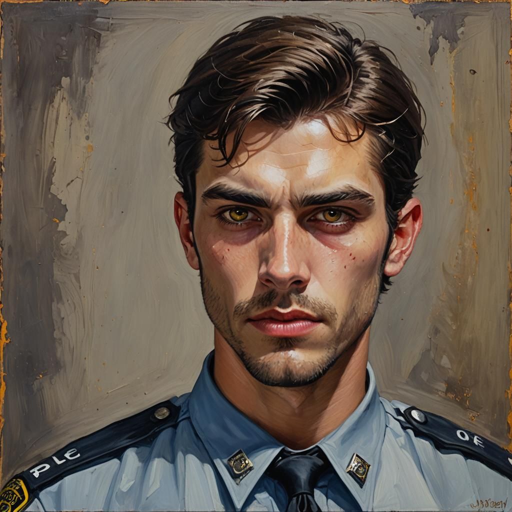 Vampire Police Officer in Oil Painting Style