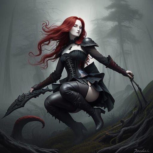 Ethereal Sorceress Confronts Ancient Forest