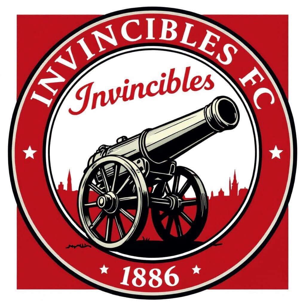 Arsenal Style Soccer Team Badge with Cannon and 'Invincibles...