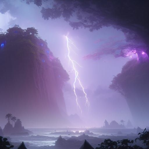 Eerie Floating Jungle Islands in Dark Fantasy Style