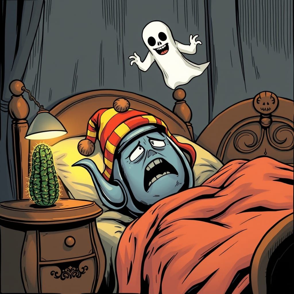 Teapot in Terror, Surrounded by Spooky Bedtime Accoutrements