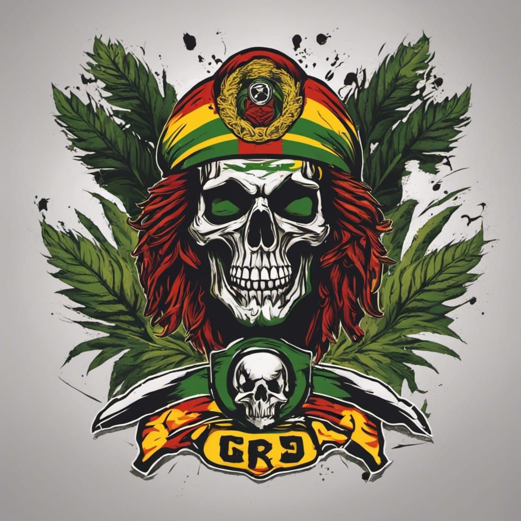 Rasta Skull Logo Smoking Joint for Football Team