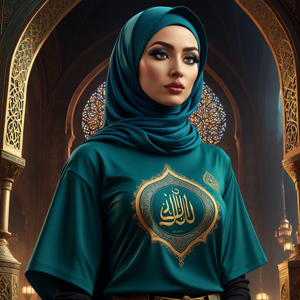 Girl Wearing Hijab with Name in Fantasy Art