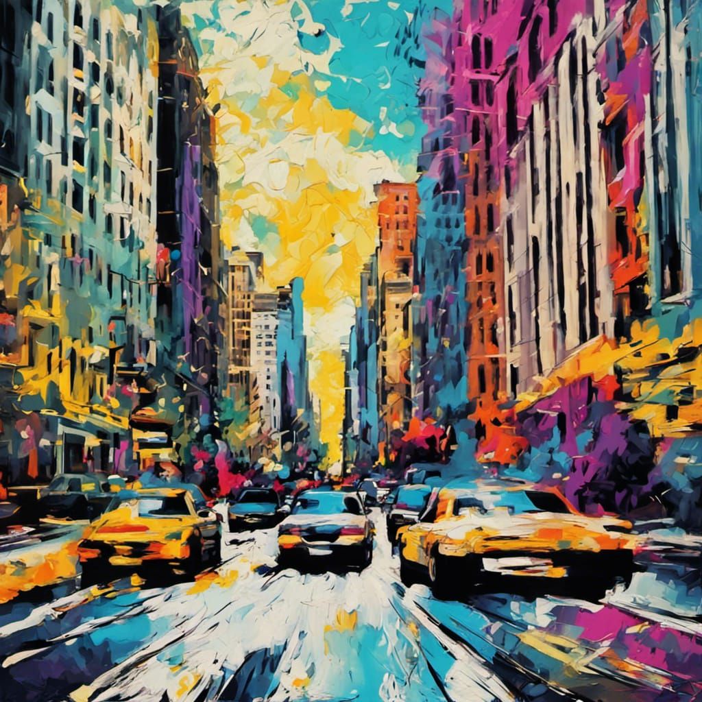 City street impressionistic pop art by Klampert