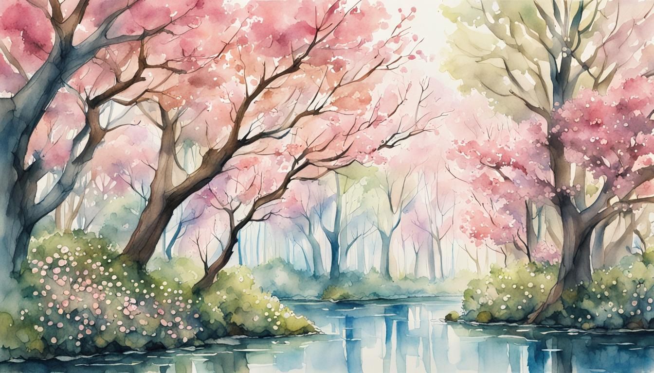 Hyperreal Ink Drawing of a Flooded Forest