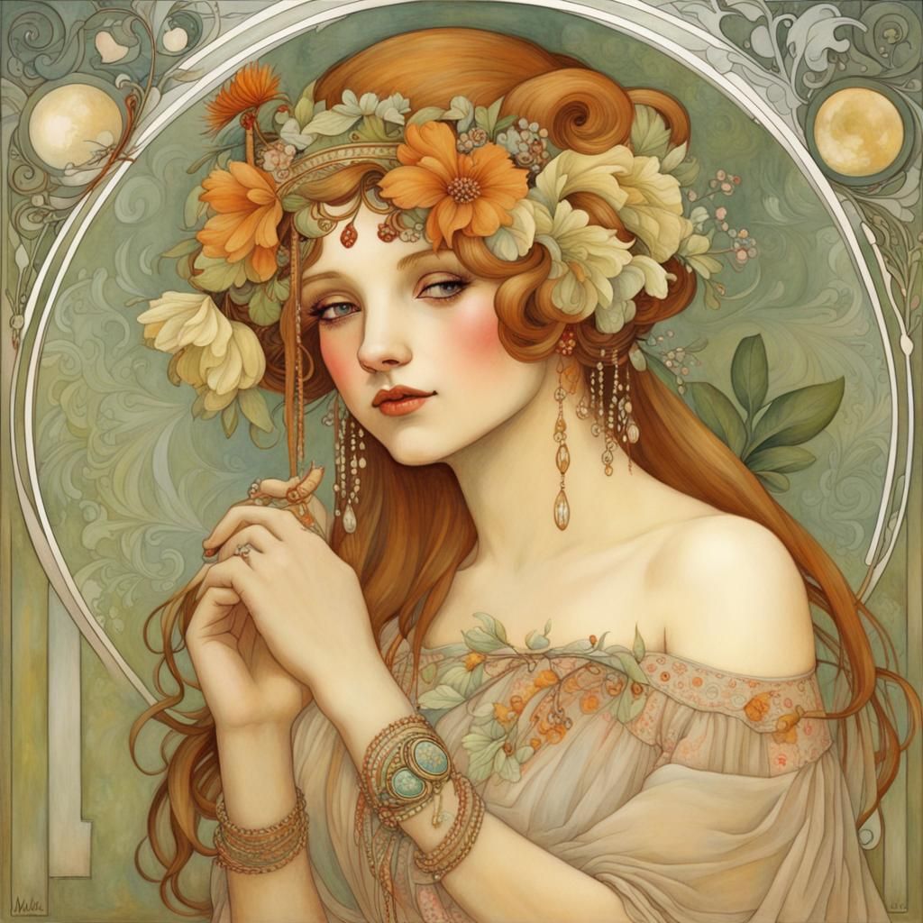 Elegant Art Nouveau Style Portrait