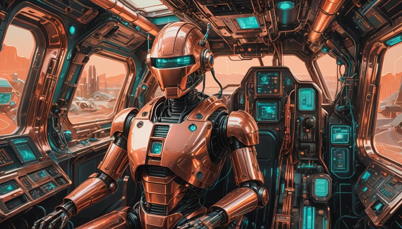 Retro Futurism Spaceship Cockpit in Classic Sci-Fi Style