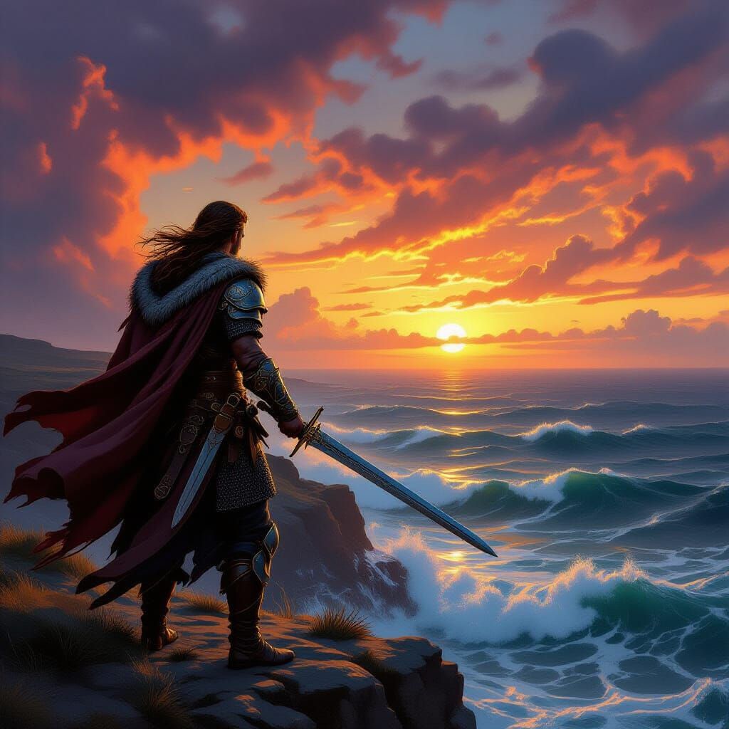 Anglo-Saxon Warrior Overlooking the Sea