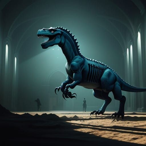 Epic Dinosaur Museum Hall in Moody, Cinematic Style