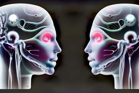 Symbiotic Brain Connection in Cyberpunk Style