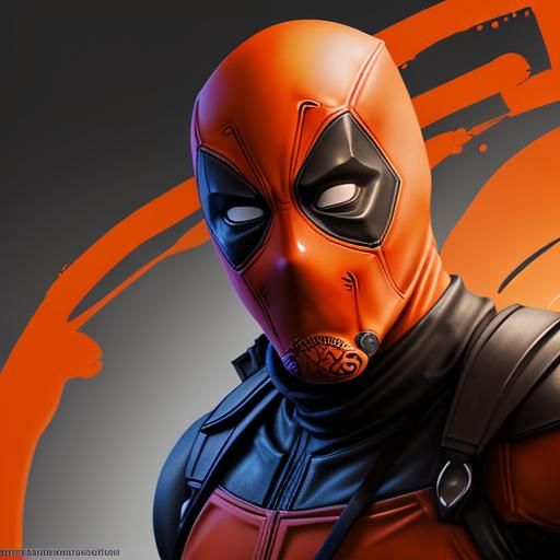 Hyperrealistic Orange Lantern Deadpool Splash Art