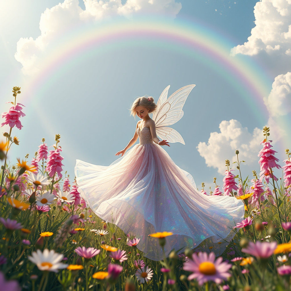 Pixie Dancing in Whimsical Floral Wonderland