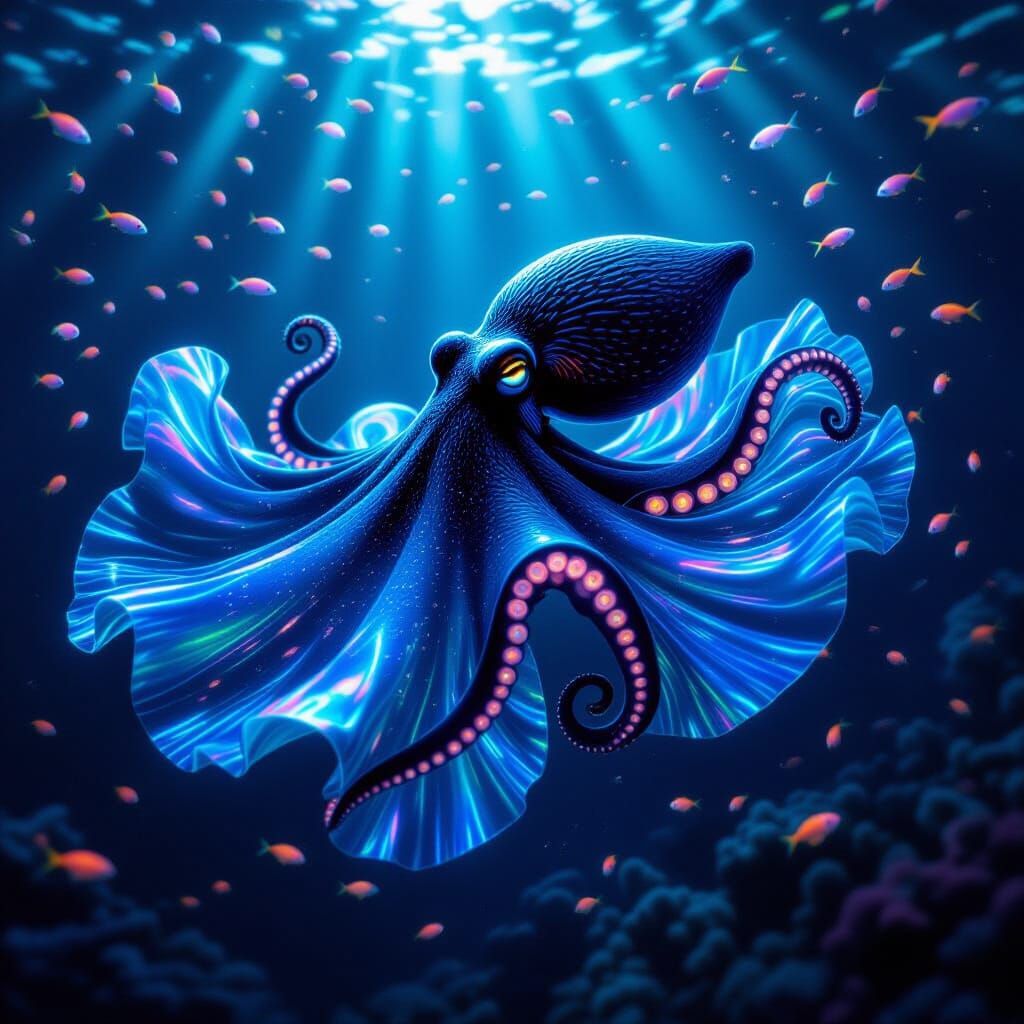 Bioluminescent Octopus in Underwater Realm