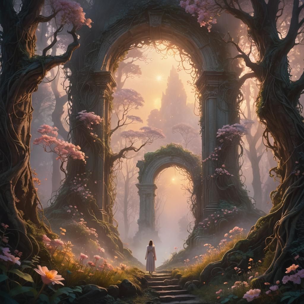 Mystical Forest Portal: Ethereal Fantasy Digital Art