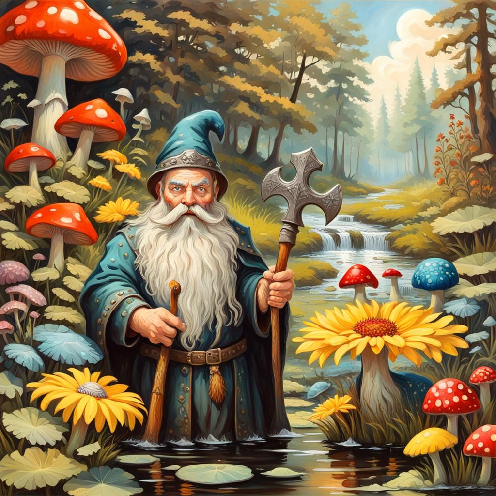 Majestic Dwarf in Cottagecore Chrysanthemum Garden, Impressi...